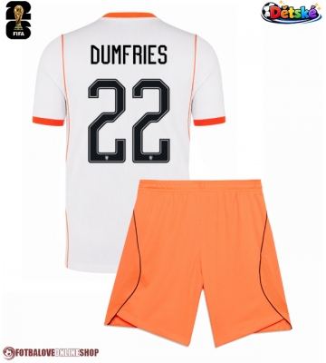Nizozemsko Denzel Dumfries #22 Venkovní dres komplet pro Děti MS 2026 Krátkým Rukávem (+ Krátké kalhoty)